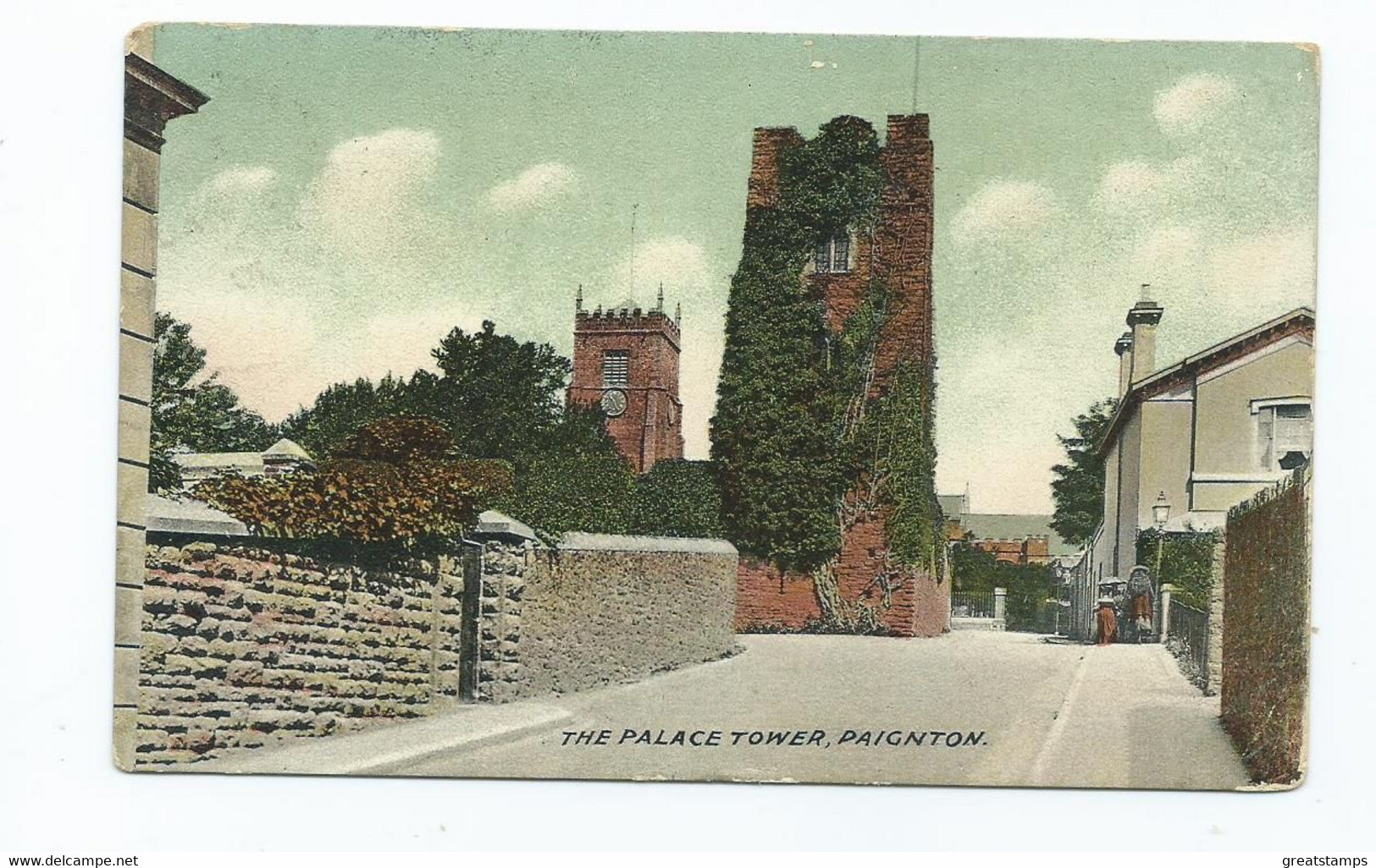 Devon Postcard The Palace Tower Paignton With Very Large Skeleton Ring Cancel Scarce Item Posted 1910 - Paignton