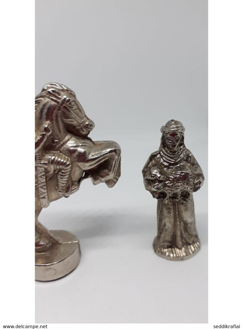 Rare Vintage Set 4 Figures Statue Miniature Prayer Horse Knight Silver Plated