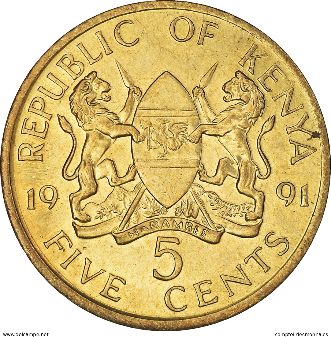 Monnaie, Kenya, 5 Cents, 1991, British Royal Mint, SUP, Nickel-Cuivre, KM:17 - Kenya