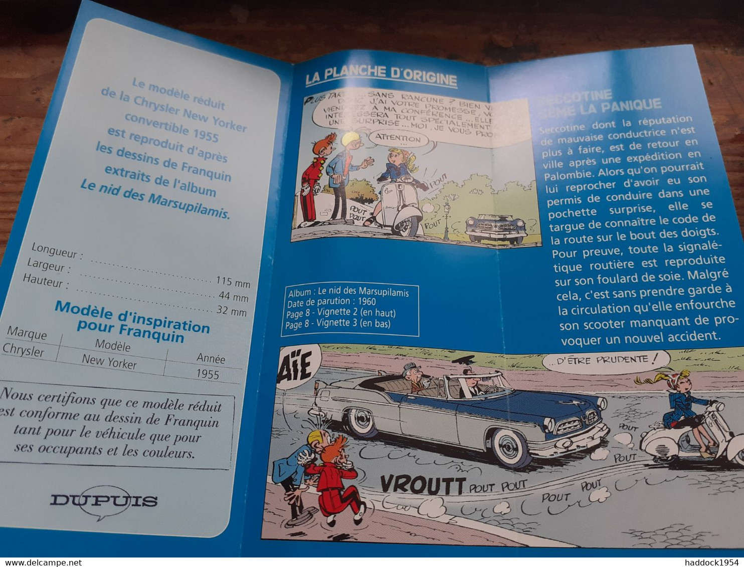 CHRYSLER WINDSOR deluxe 1955 le nid des marsupilamis FRANQUIN SPIROU éditions atlas 2007