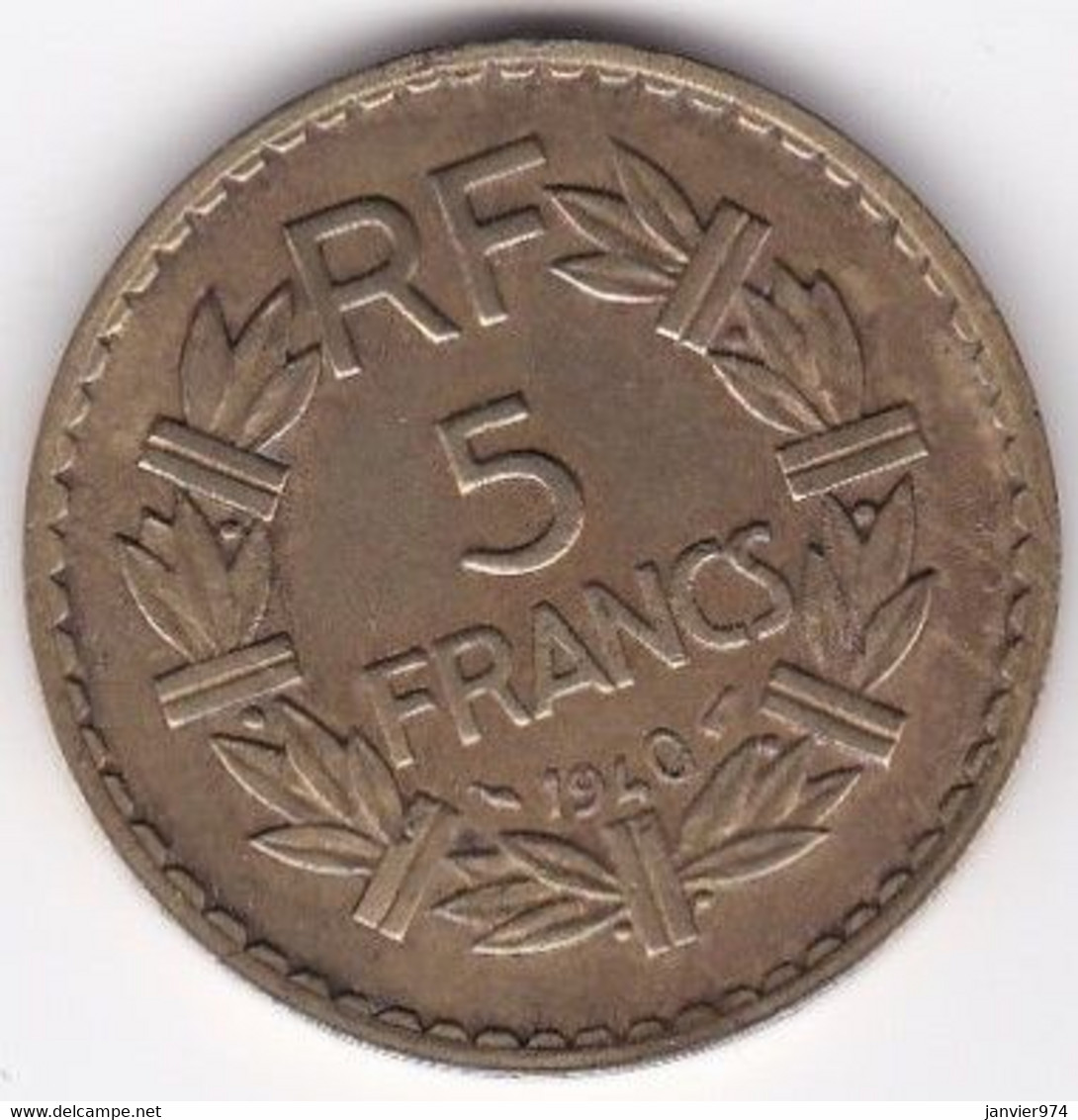 5 Francs Lavrillier 1940, Bronze Aluminium , Gad# 761 - 5 Francs