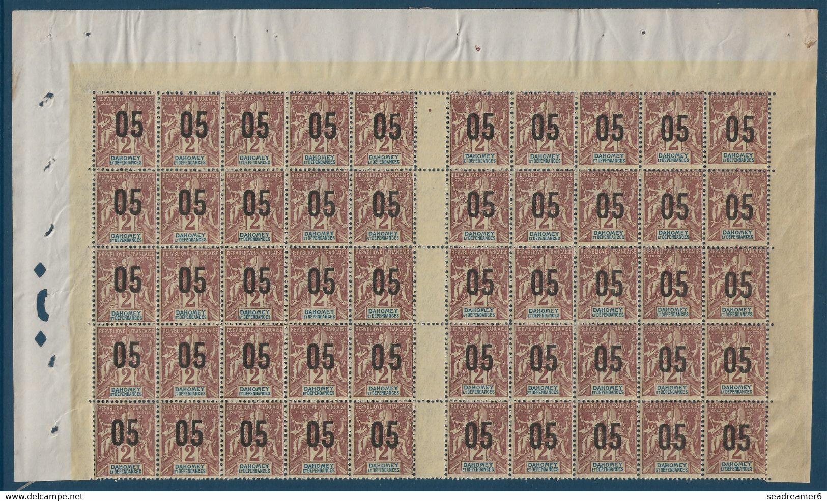 Colonies Type Groupe Dahomey Feuille Interpanneau N°33/33Aa**/* Sans Millésime 2 Variété 0 & 5 Espacé Case 10 35 TTB - Unused Stamps