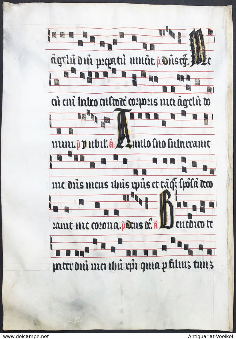 Very Rare Large Elephant Folio Vellum Sheet. Out Of An Antiphonary Manuscript From The 15th Century. / Seltene - Theatre & Scripts