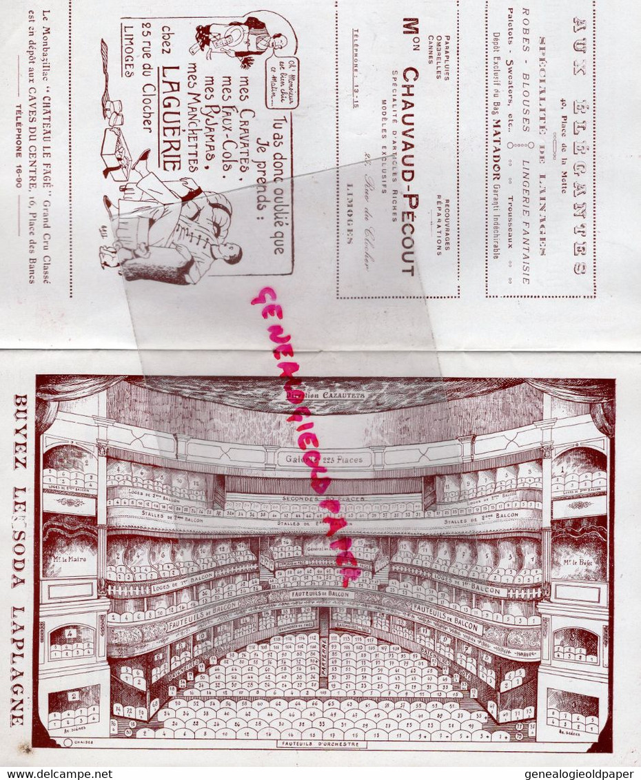 87-LIMOGES-PROGRAMME  THEATRE MUNICIPAL- OPERA--OPERETTE VEUVE JOYEUSE-ANDREE VERLY-HENRY GRILLIERES-AMADI-CHANCEL-PETIT - Programme