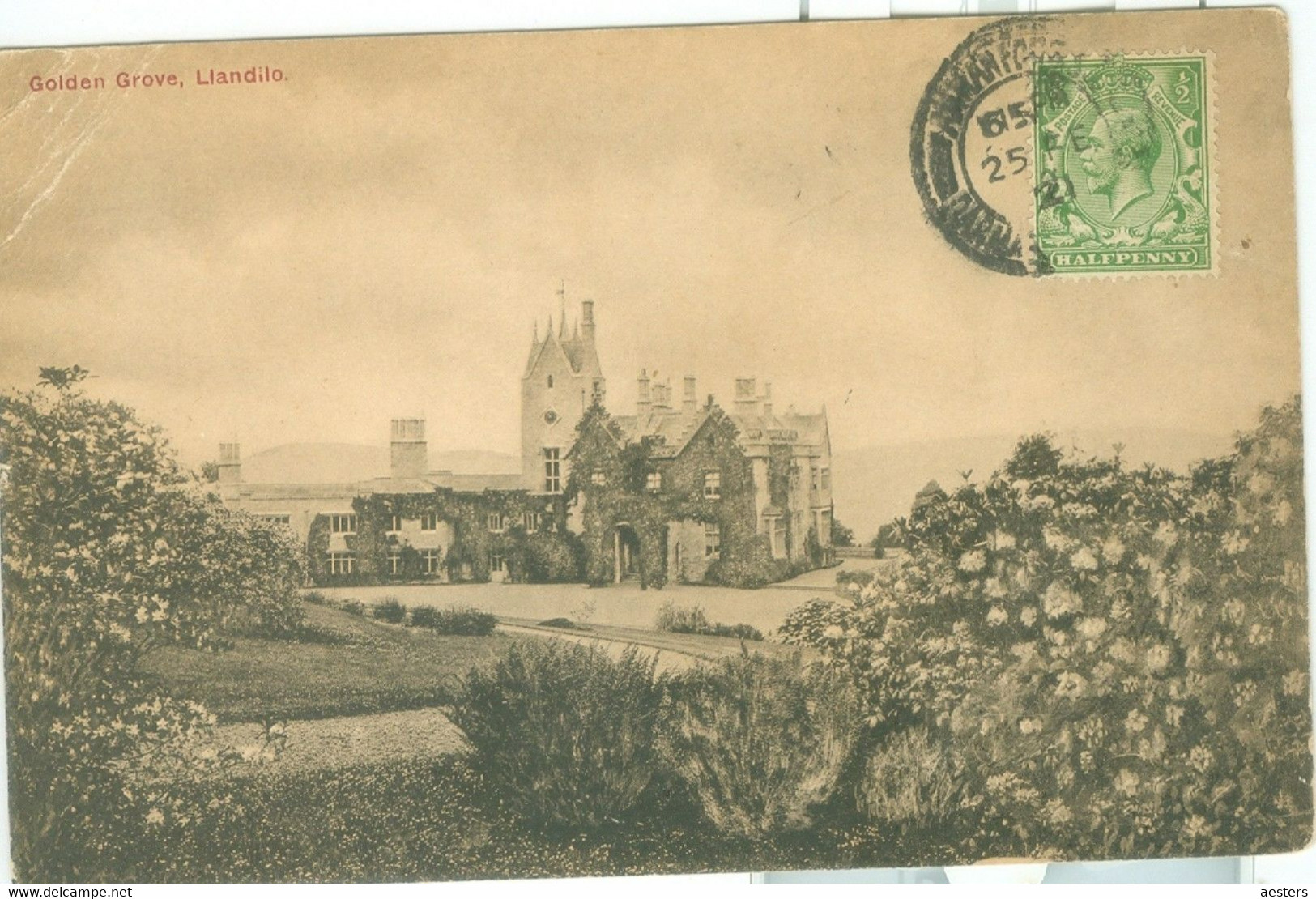 Llandilo 1921; Golden Grove - Circulated. (Williams - Llandilo) - Carmarthenshire