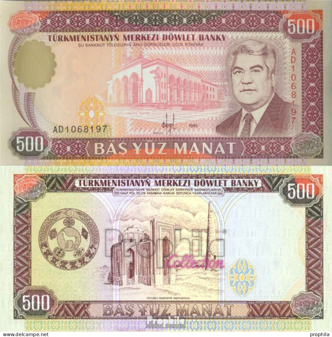 Turkmenistan Pick-Nr: 7b Bankfrisch 1995 500 Manats - Turkménistan