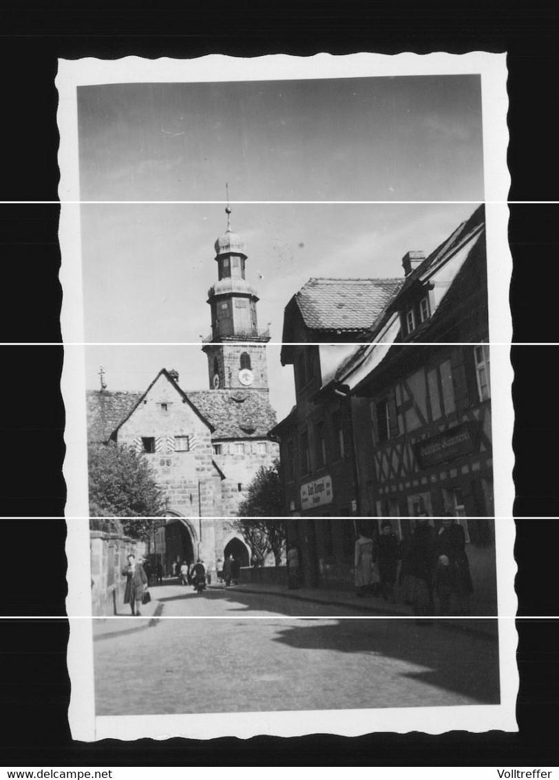 3x Orig. Foto 1951 Lauf Pegnitz, Blick Auf Den Ort, Geschäfte, Oldtimer, Markt - Lauf