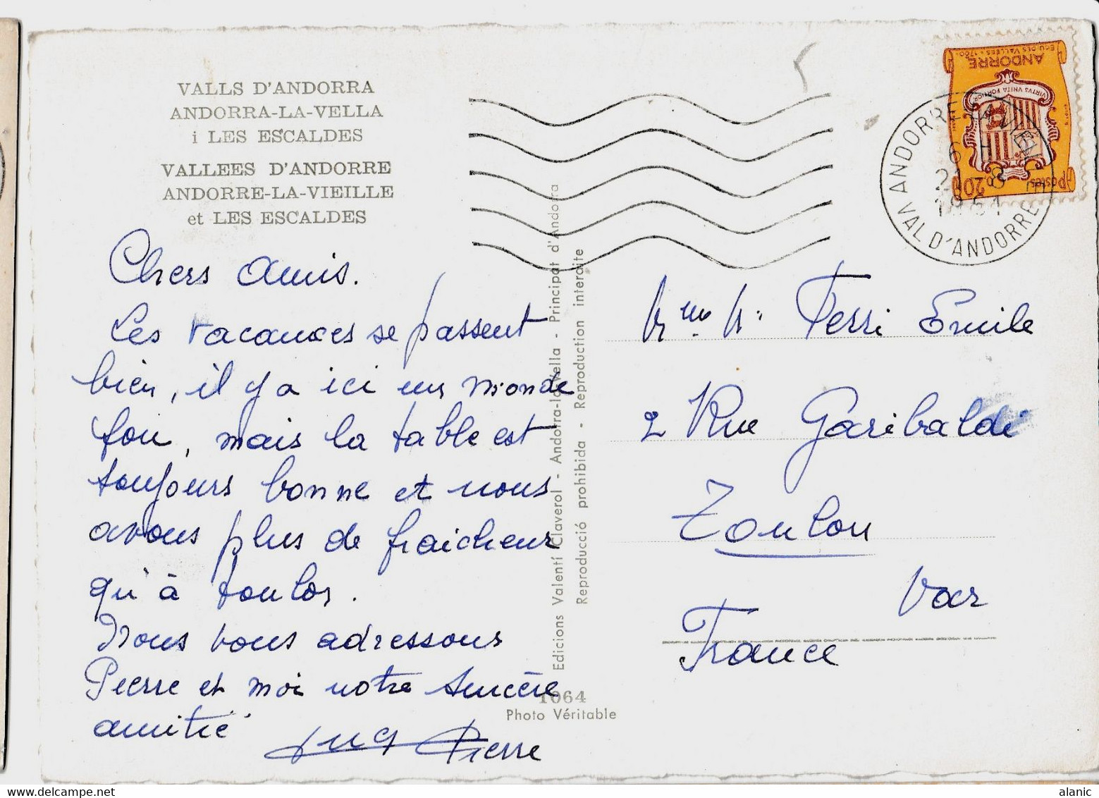 Andorre Français SUR CARTE POSTALE  N°157 - Covers & Documents