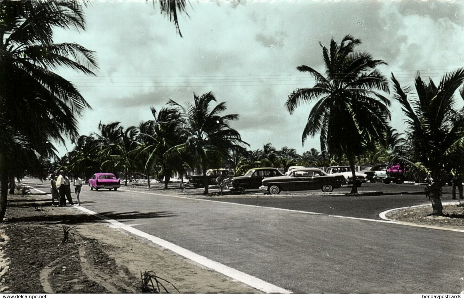 Aruba, N.A., New Boulevard To Basiruti, Cars (1959) Tinted RPPC Postcard - Aruba