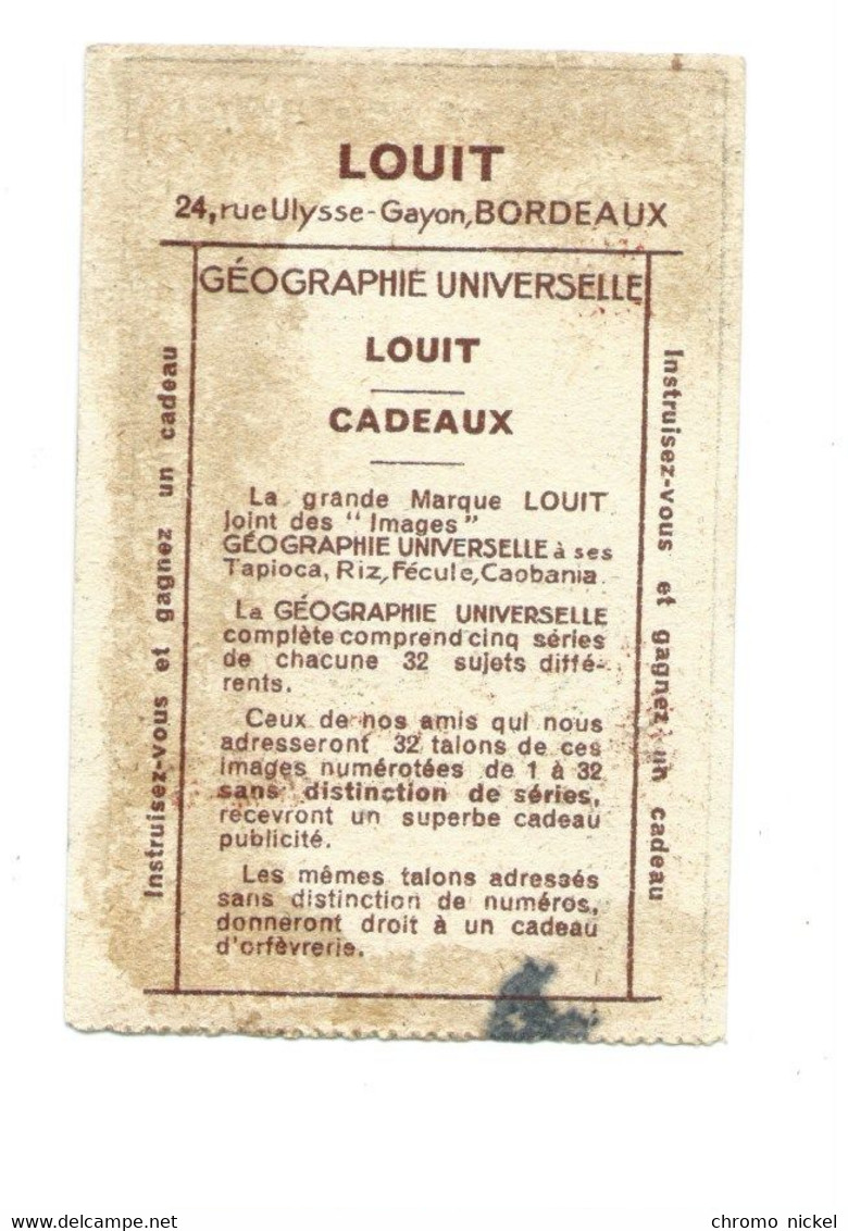 Chromo Europe Yougoslavie Géographie Universelle Pub: Chocolat LOUIT 95x62 Trace De Colle Dos Bien - Louit