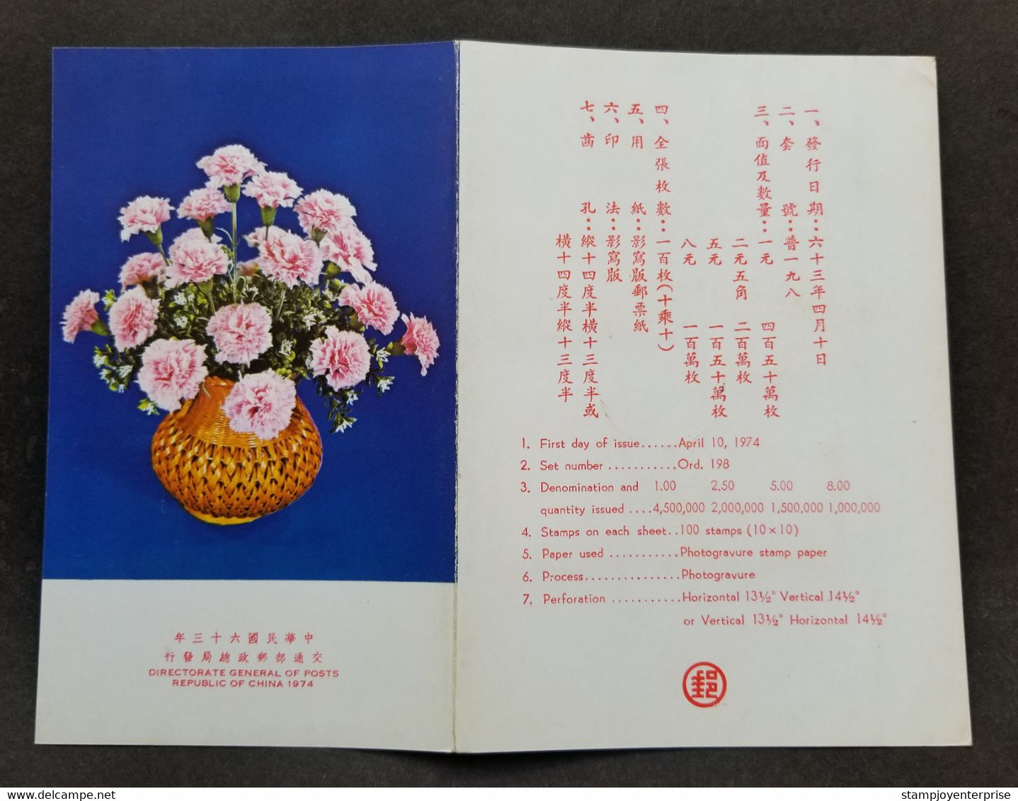 Taiwan Handicraft Product 1974 Art Craft Fruit Rooster Flower (FDC) *card *see Scan - Briefe U. Dokumente