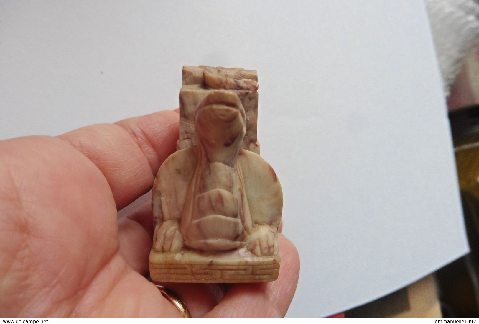 Figurine Tortue Ciselée D'Asie Chine Vietnam En Pierre Dure Ou Marbre Saponite - Animals