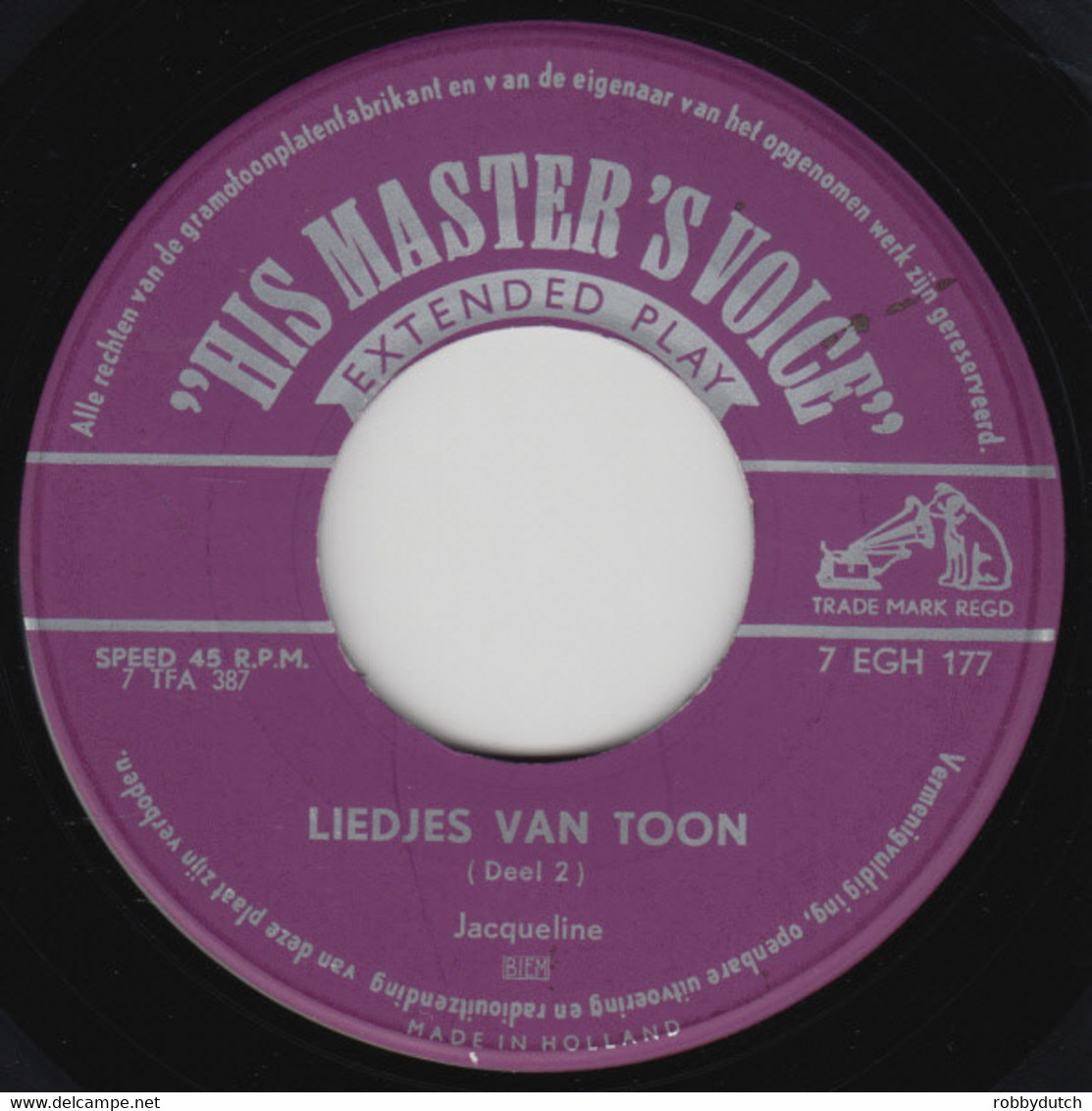 * 7" *  TOON HERMANS - LIEDJES VAN TOON 1958 Dl.2 - Humour, Cabaret