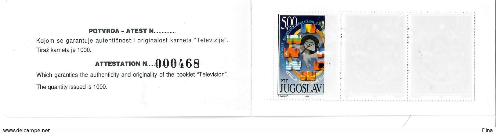 JUGOSLAVIA 1999 - POSTE E TELECOMUNICAZIONI STATI DEL SUD  "LIBRETTI DI GUERRA" - NATO - MNH/** - Carnets