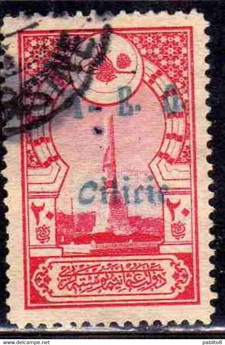 FRENCH CILICIE CILICIA FRANCAISE 1919 T.E.O. TURKISH STAMP MONUMENT TO MARTYRS OF LIBERTY 20pa USED USATO OBLITERE' - Oblitérés