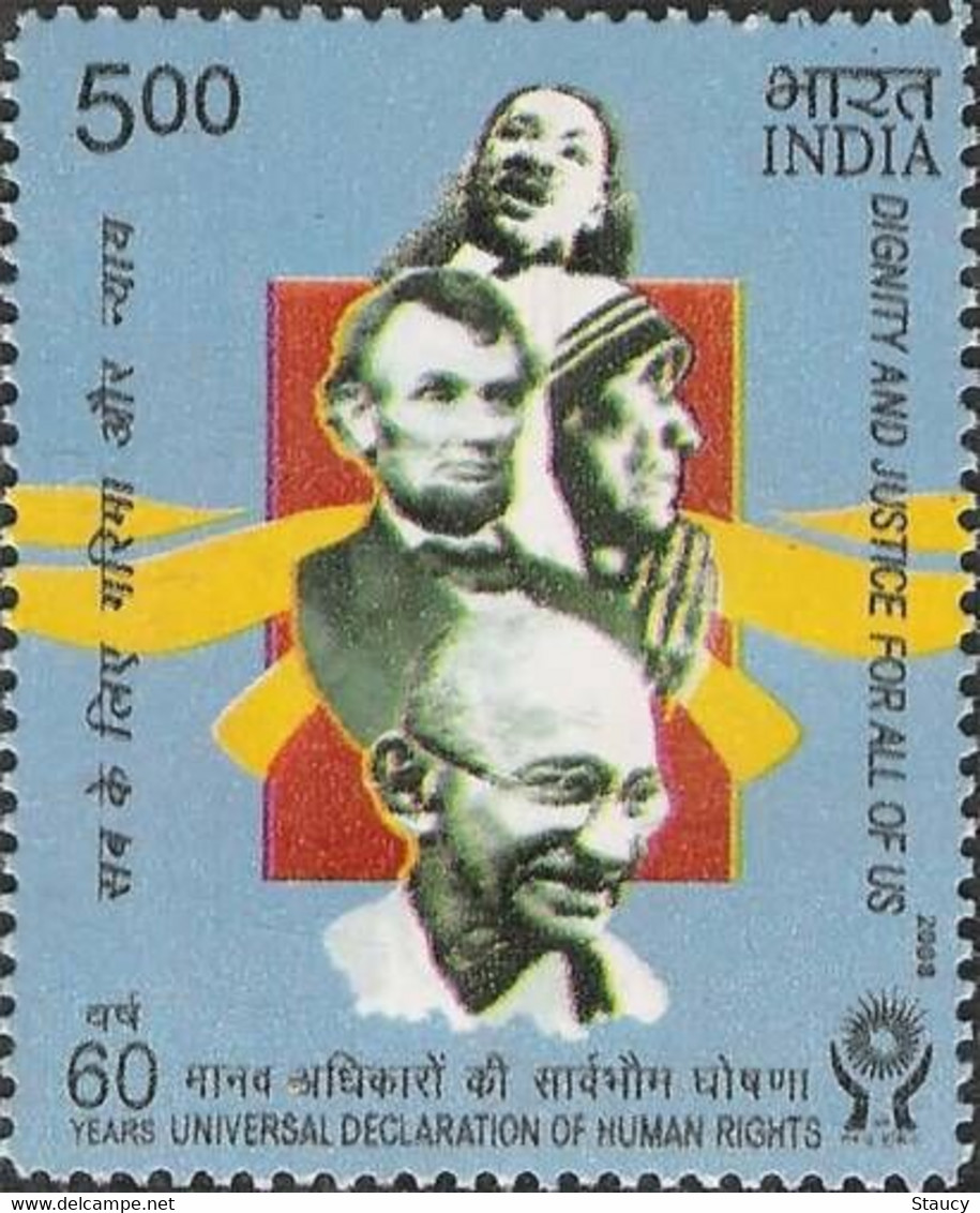 INDIA 2008 Abraham Lincoln Mahatma Gandhi Mother Teresa Martin Luther KIng Stamp 1v MNH P.O Fresh & Fine - Martin Luther King