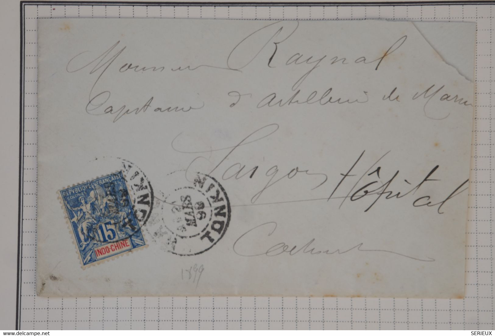 BA7  INDOCHINE   BELLE LETTRE  1898  TONKIN A SAIGON+TYPE SAGE + AFFRANCH.INTERESSANT - Briefe U. Dokumente