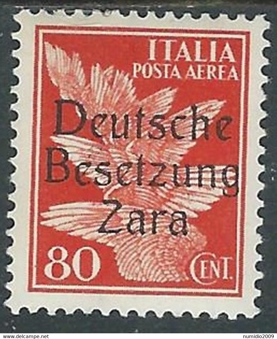 1943 OCCUPAZIONE TEDESCA ZARA POSTA AEREA 80 CENT MH * - RF36-5 - Occup. Tedesca: Zara