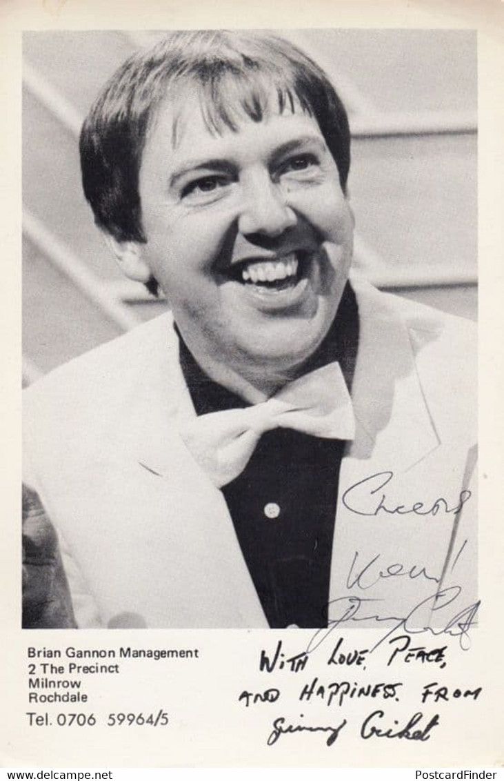 Jimmy Cricket Vintage Management Double Hand Signed Cast Card Photo - Críquet