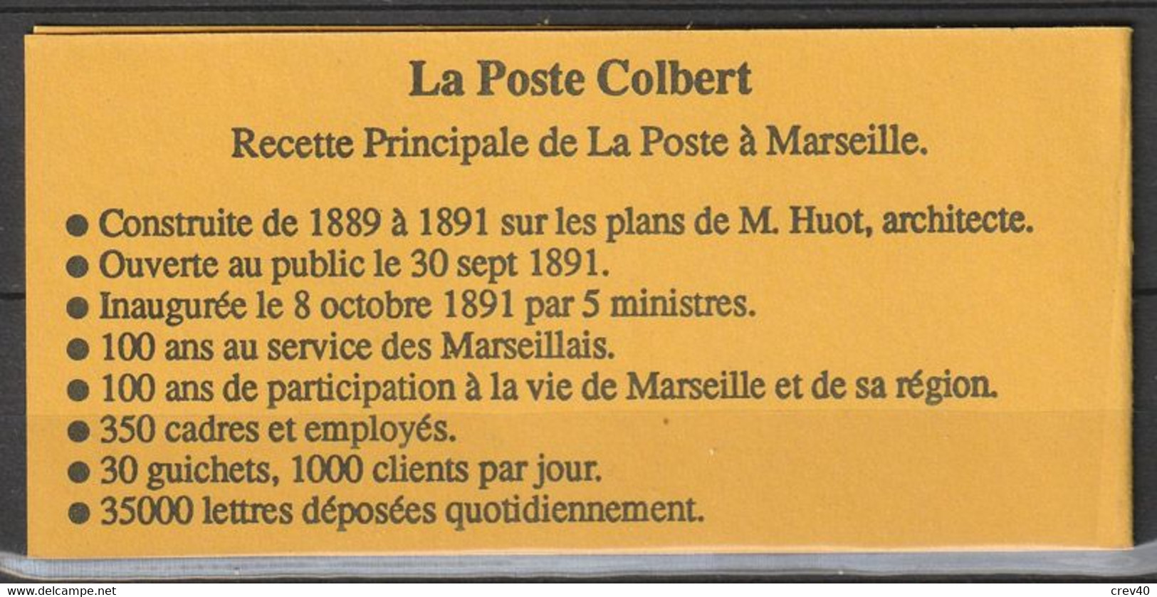 Carnet Neuf ** N° 2712-C1( Yvert) France 1991 - Réimpression Poste Colbert Marseille - Moderne : 1959-...