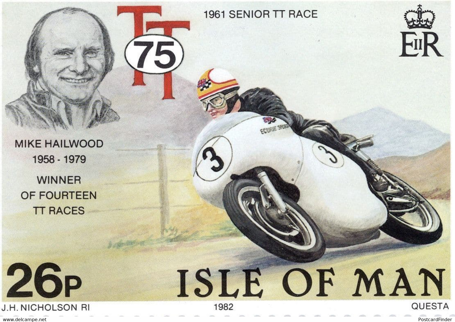 Mike Hailwood Isle Of Man TT Senior Bike Races Racing Postcard - Other & Unclassified