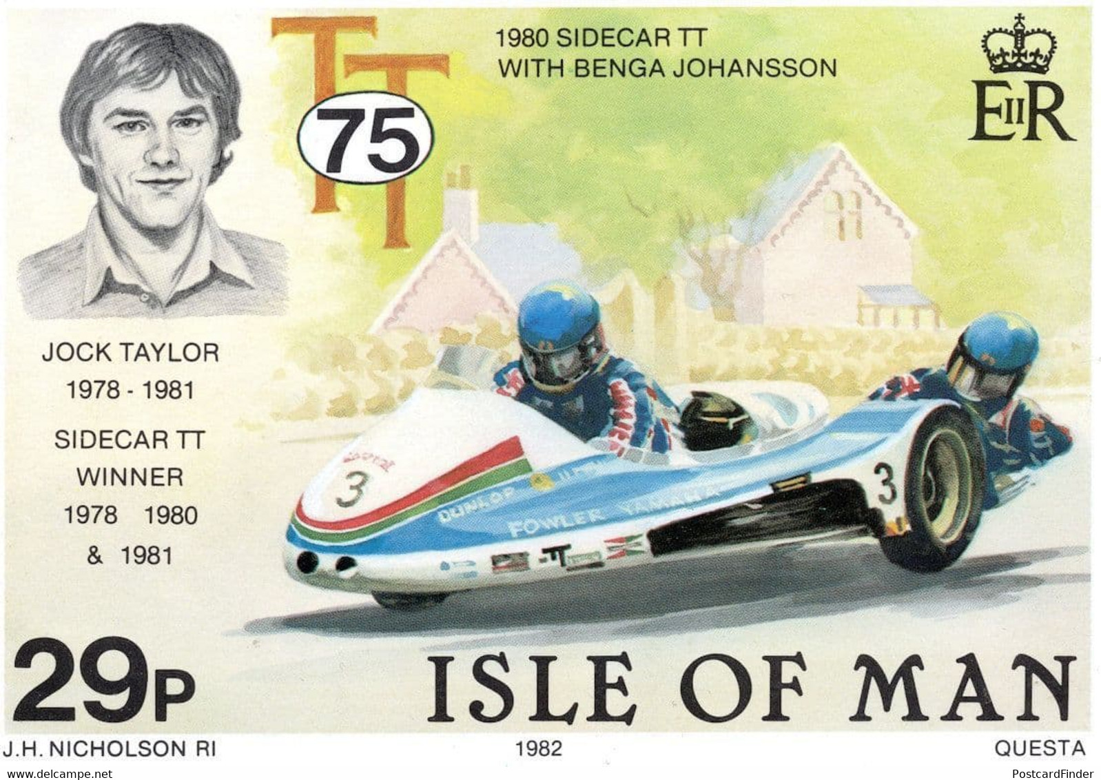 Jock Taylor Isle Of Man Motorbike TT Racing Races Postcard - Other & Unclassified