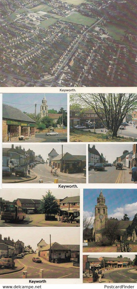 Nottingham Keyworth 3x 1980s Village Incl Birds Eye Aerial Postcard S - Autres & Non Classés