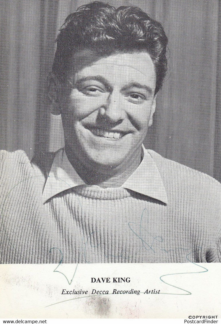 Dave King Genuine Hand Signed Antique Decca Records Publicity Card Photo - Handtekening