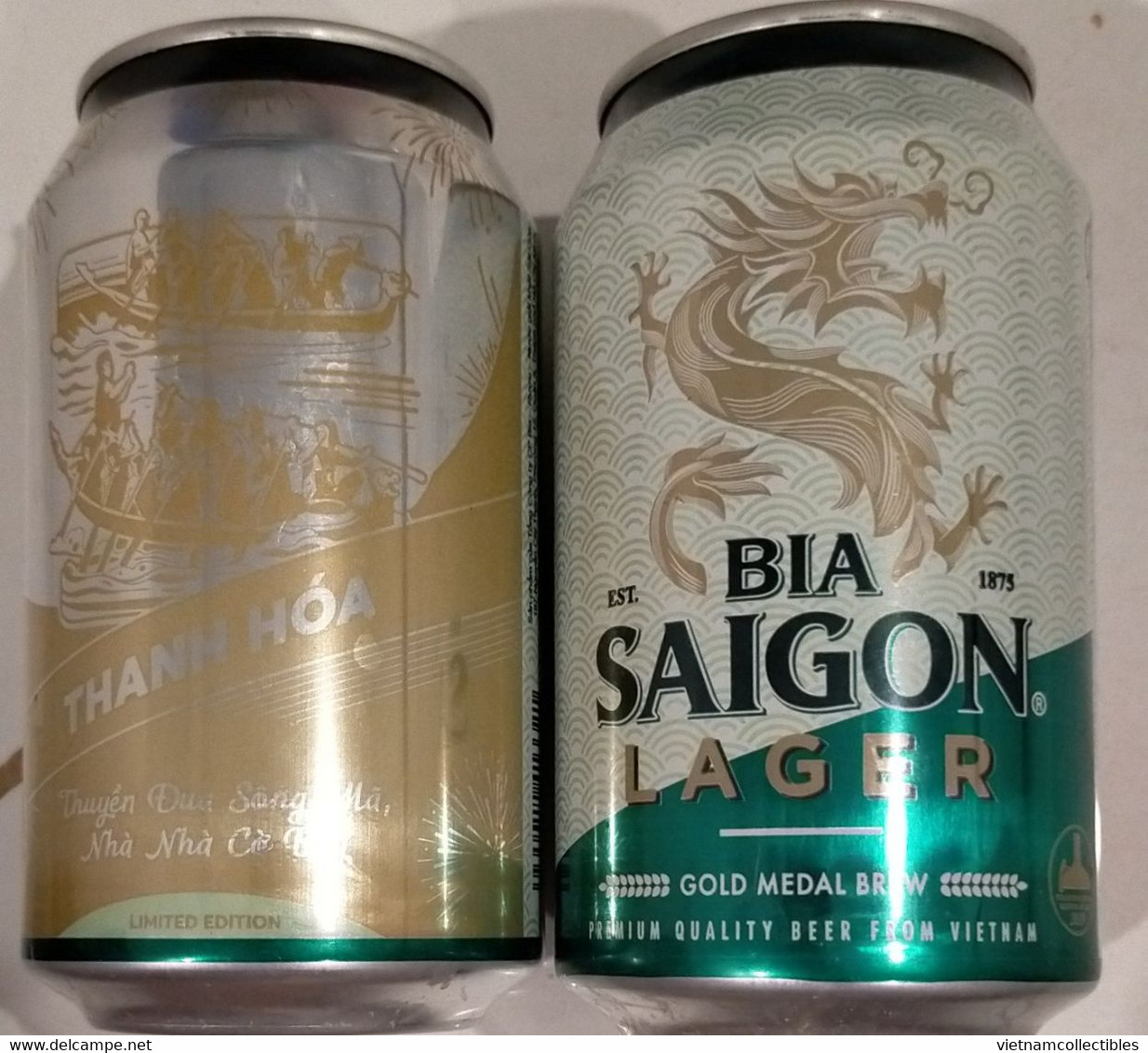 Vietnam Viet Nam Saigon Green 330 Ml Empty Beer Can With THANH HOA On Other Side / Opened By 2 Holes - Cannettes