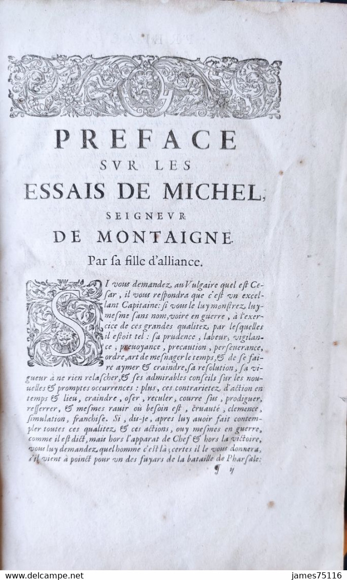 MONTAIGNE (Michel De). Les Essais De Michel, Seigneur De Montaigne, 1635. - Before 18th Century