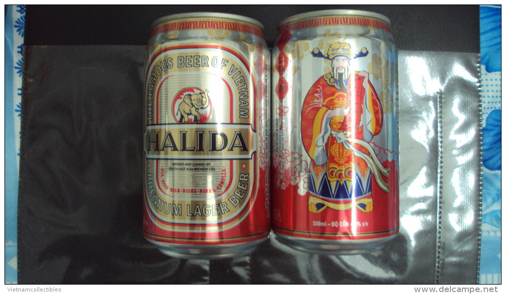 Vietnam Viet Nam 330ml Empty Beer Can : Halida New Year 2014 / Opened By 2 Holes At Bottom - Blikken