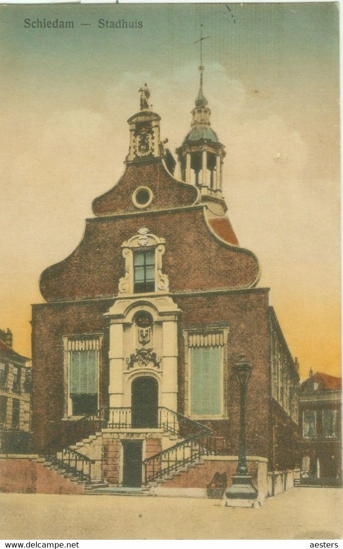 Schiedam; Stadhuis (oude Kaart) - Gelopen. (Henri Rebers) - Schiedam