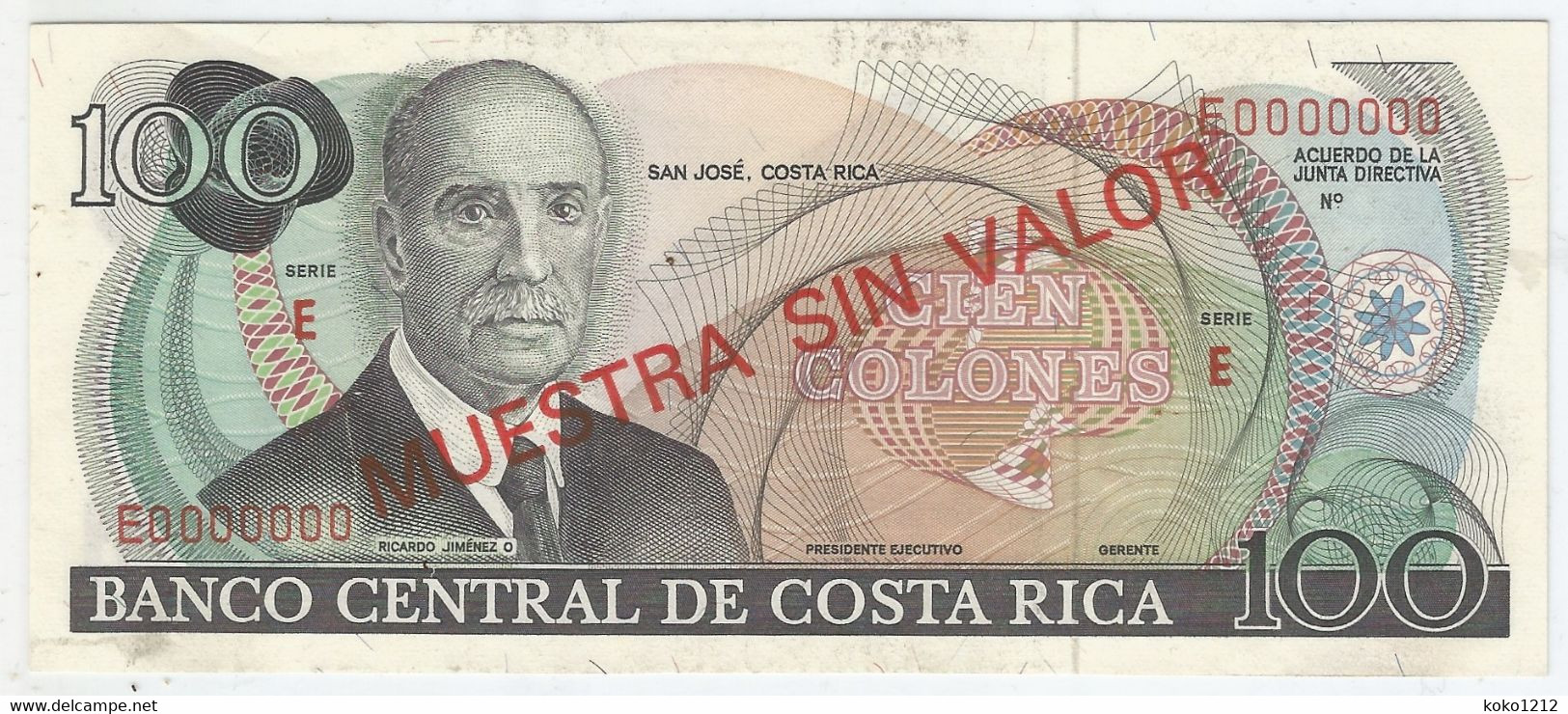 Costa Rica 1000 Colones N.D. MUESTRA SIN VALOR (Specimen) UNC - Costa Rica