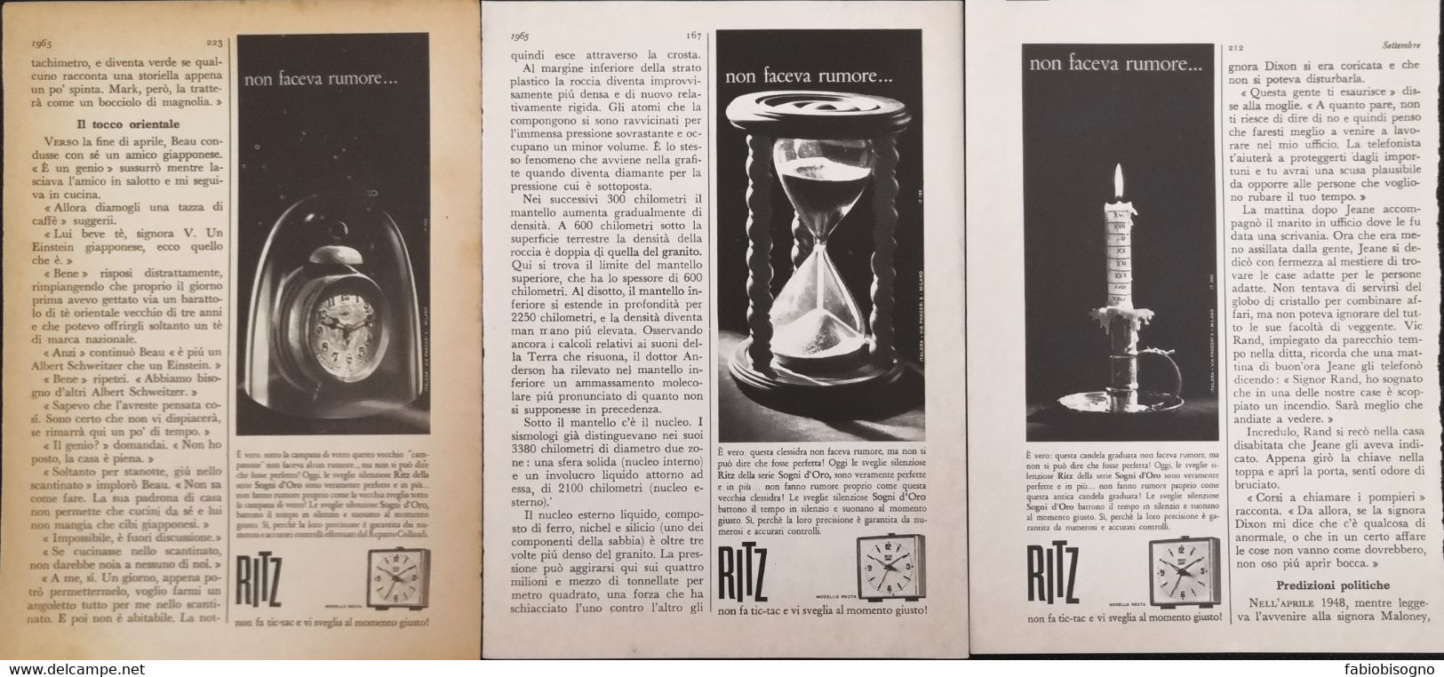 1964/65 - Sveglia RITZ  - 6 Pag. Pubblicità Cm. 13 X 18 - Alarm Clocks