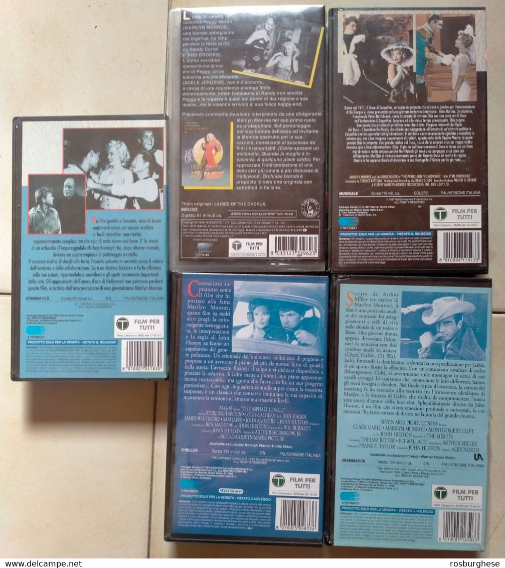 Marilyn Monroe Columbia Warner Mgm 5 VHS SIGILLATE - Classiques