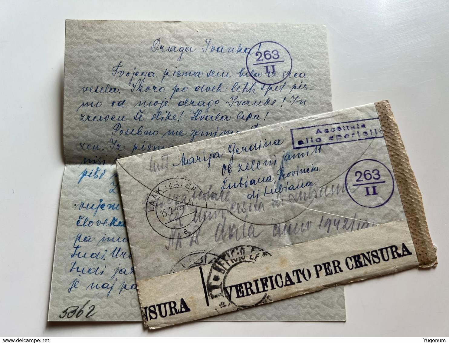 WWII 1943 Letter Sent From Lubiana Ljubljana To Skofja Loka Slovenia (No 523) - Fiume & Kupa