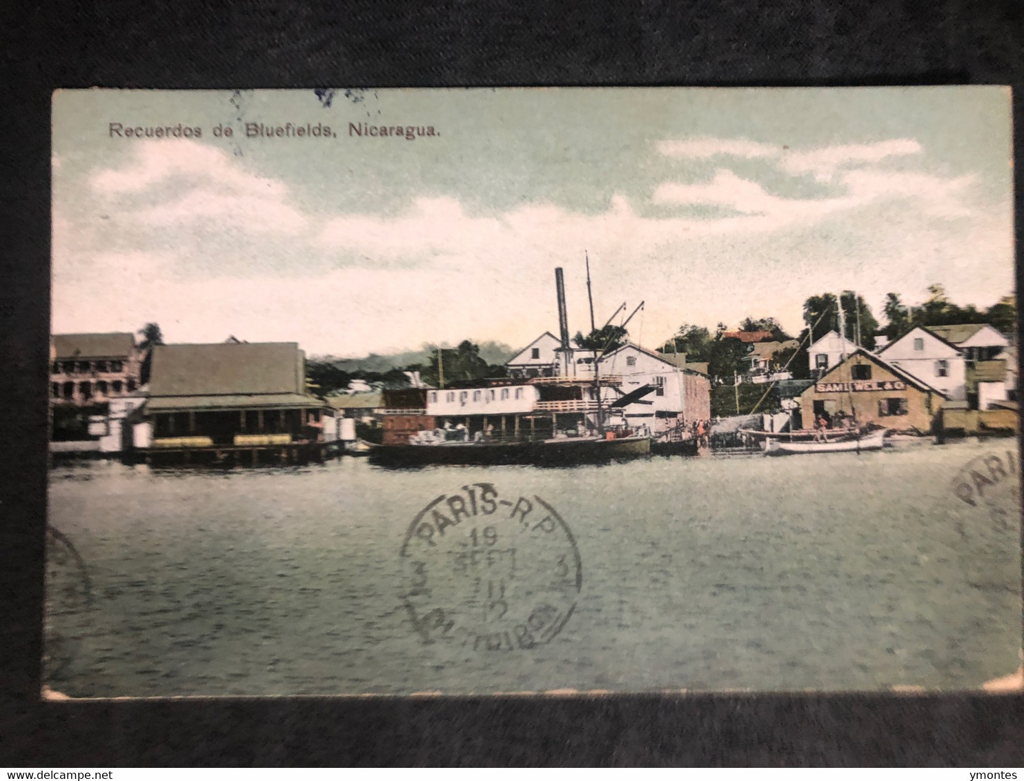 Postcard Circulated In Bluefields 1912 With Local Stamps Train - Nicaragua