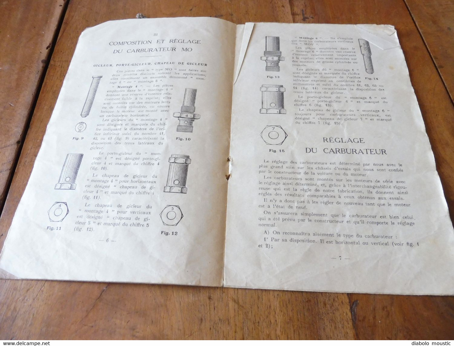 Carburateur SOLEX  :  Notice de réglage du carburateur type MO (année 1929)