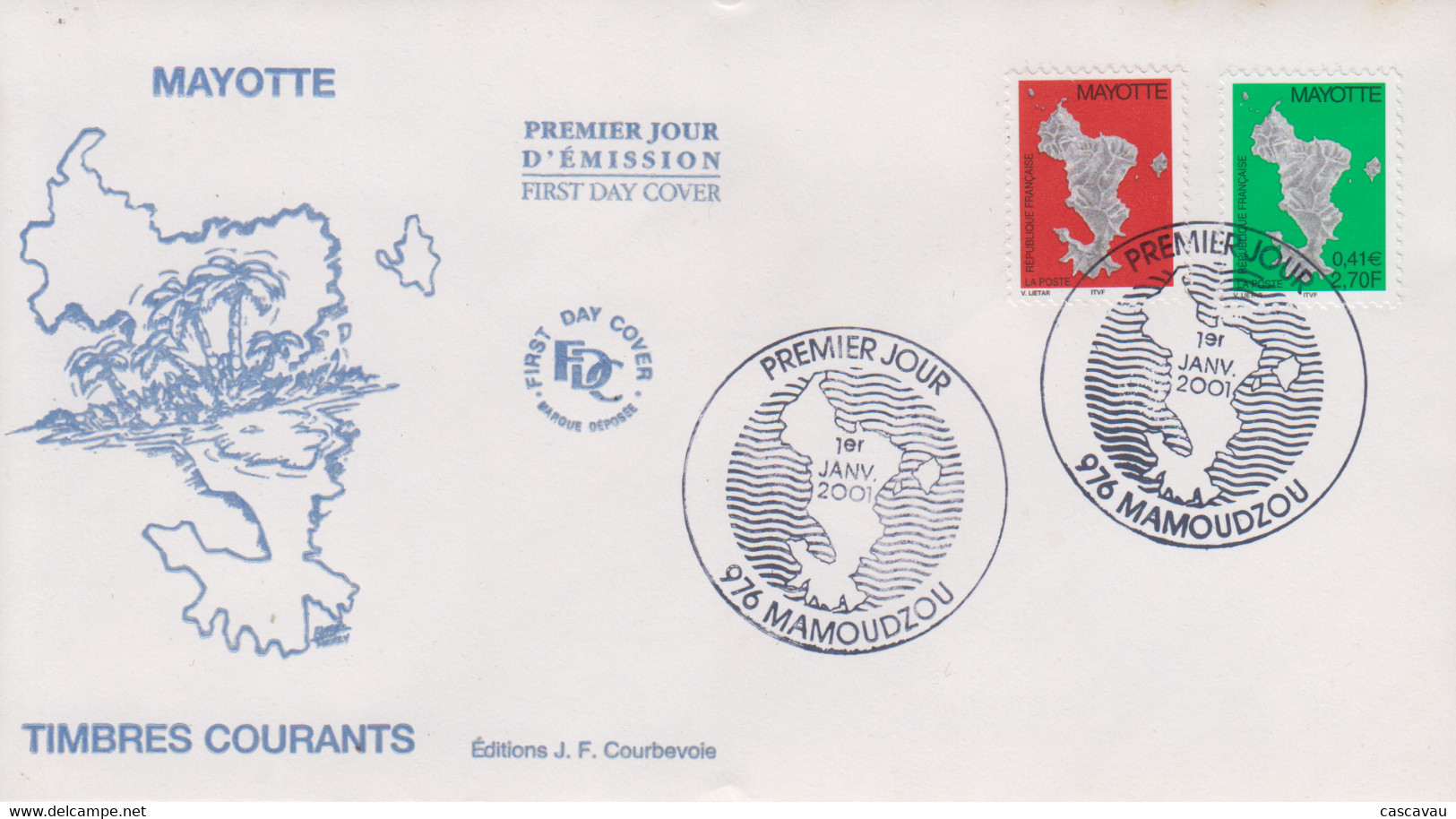 Enveloppe  FDC   1er  Jour   MAYOTTE     Timbres  Courants    MAMOUDZOU   2001 - Autres & Non Classés