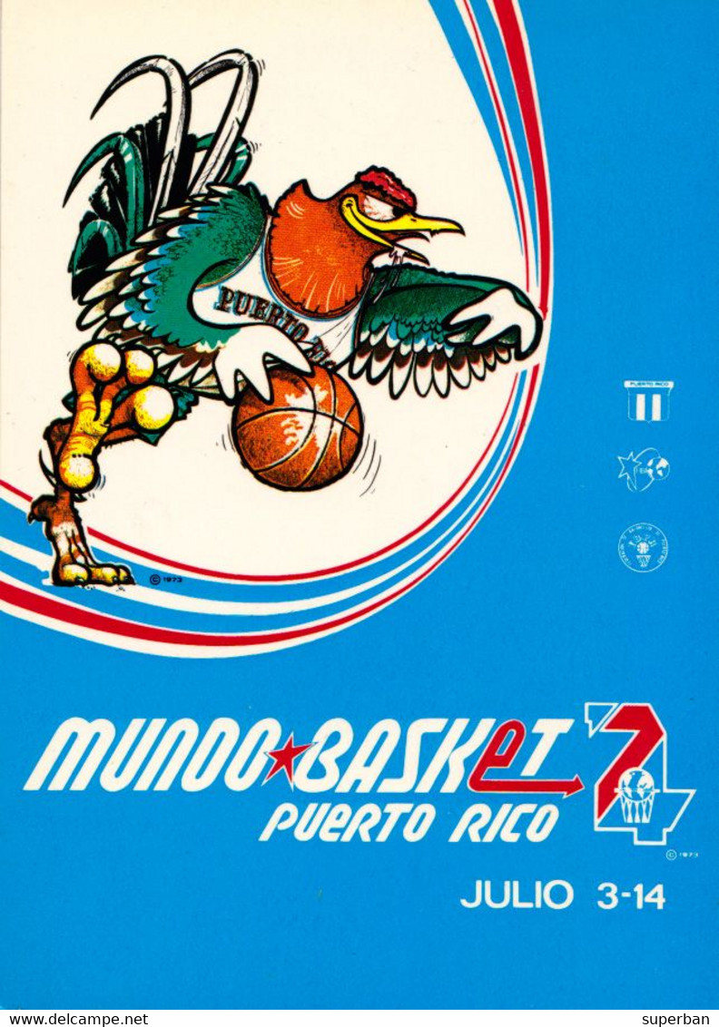 MUNDO BASKET '74 - PUERTO RICO - CARTE POSTALE PUBLICITAIRE / ADVERTISING POSTCARD - 1973 - RRR ! (ak007) - Basketball