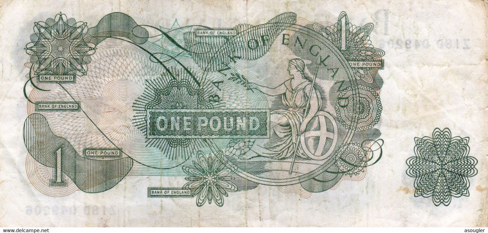 Great Britain United Kingdom England 1 POUND 1970-77 F P-374g "free Shipping Via Regular Air Mail (buyer Risk Only)" - 1 Pond