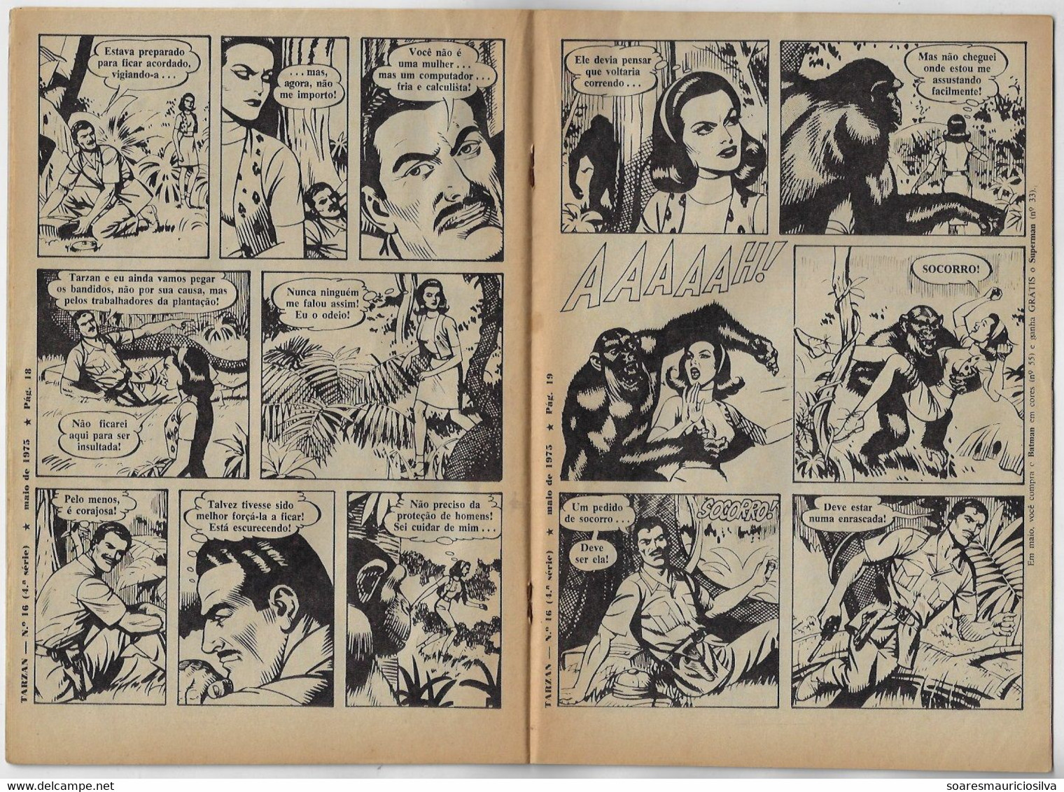 Brazil 1975 Magazine Comic Tarzan Nº 16 4th Series Publisher Ebal 36 Pages In Portuguese Size 18x26cm - BD & Mangas (autres Langues)