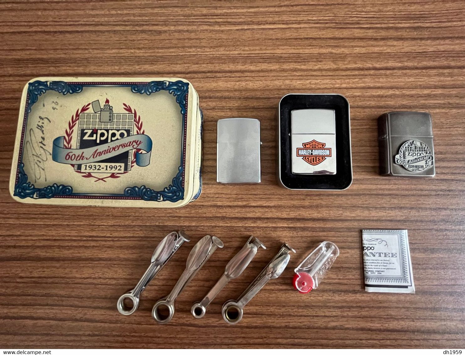 BOITE 60TH ANNIVERSARY LOT DE 3 ZIPPO BRIQUET LIGHTER FEUERZEUG HARLEY DAVIDSON GARANTIE GUARANTEE + ACCESSORIES