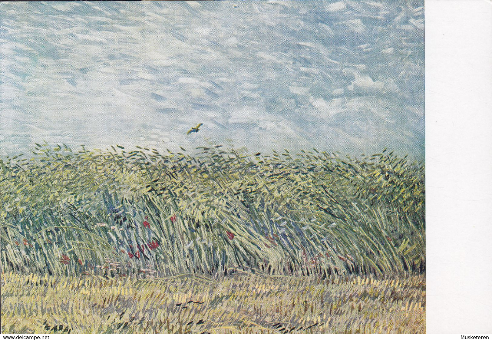 Netherlands PPC Vincent Van Gogh : Wheatfield With Lark Stedelijk Museum Postally Used In Sweden To Denmark (2 Scans) - Van Gogh, Vincent