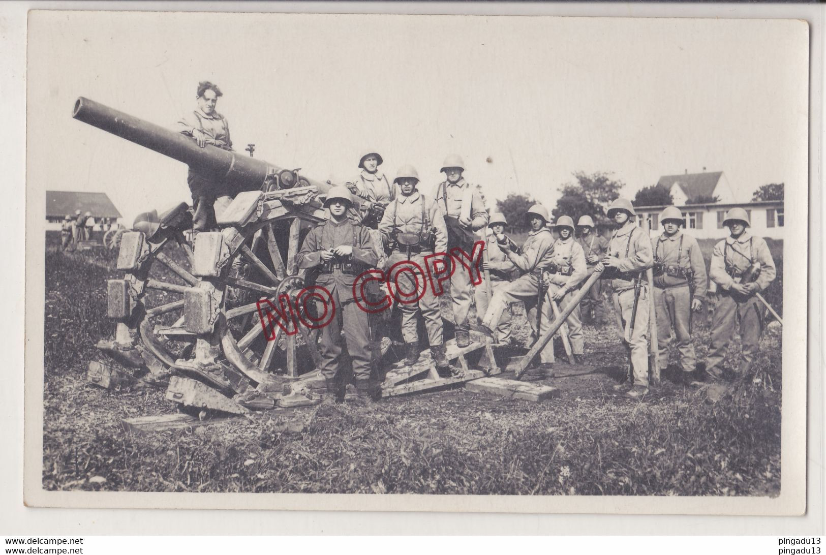 Fixe Carte Photo Militaria Militaire Armée Suisse Zurich Bülach Photographe O Grob Matériel Armement Canon Année 1930 - Bülach