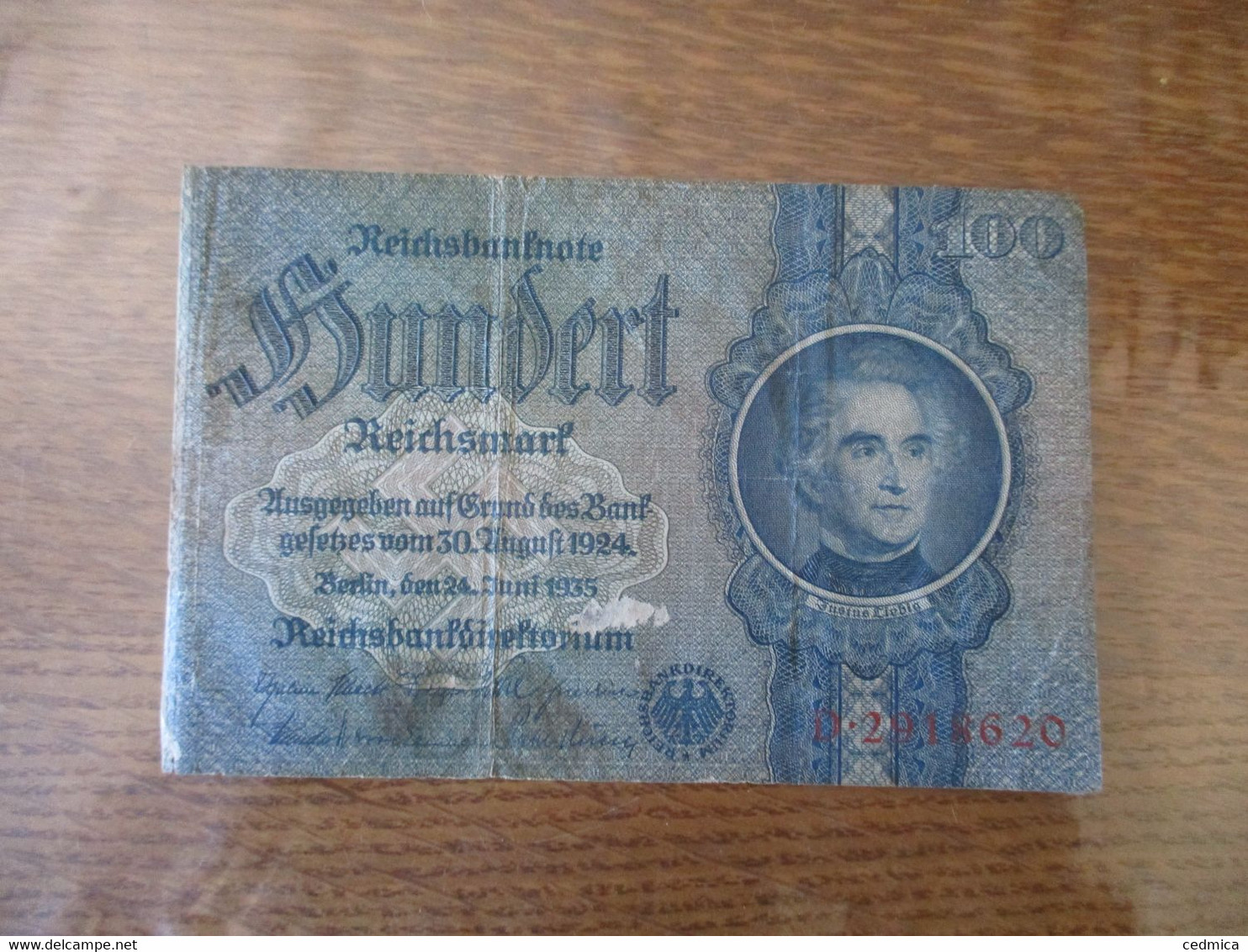 REICHSMARK REICHSBANKNOTE HUNDERT BERLIN DEN 24 AUGUST 1924 - 100 Mark