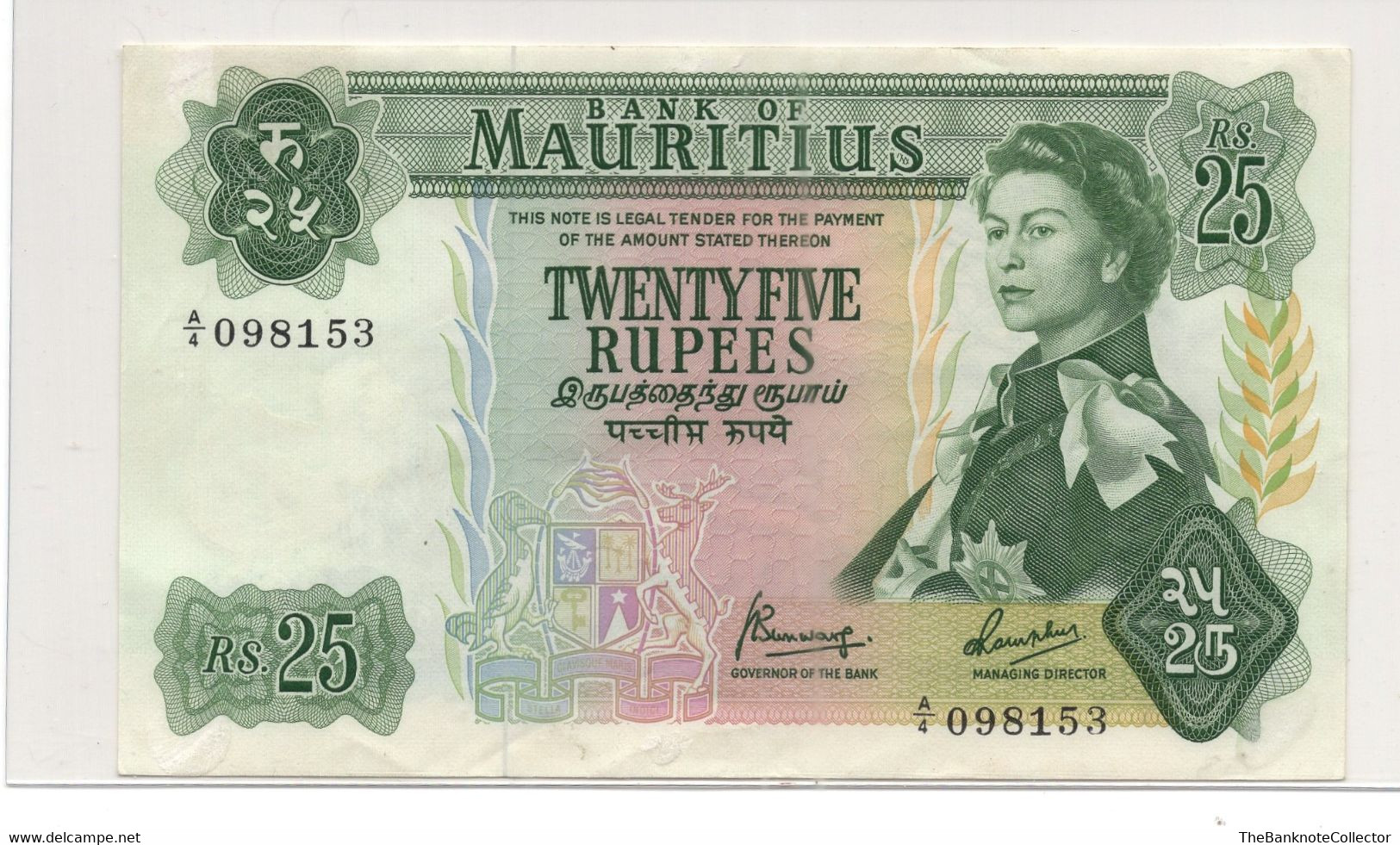 Mauritius 25 Rupees ND 1967 QEII P-32 EF - Mauritius