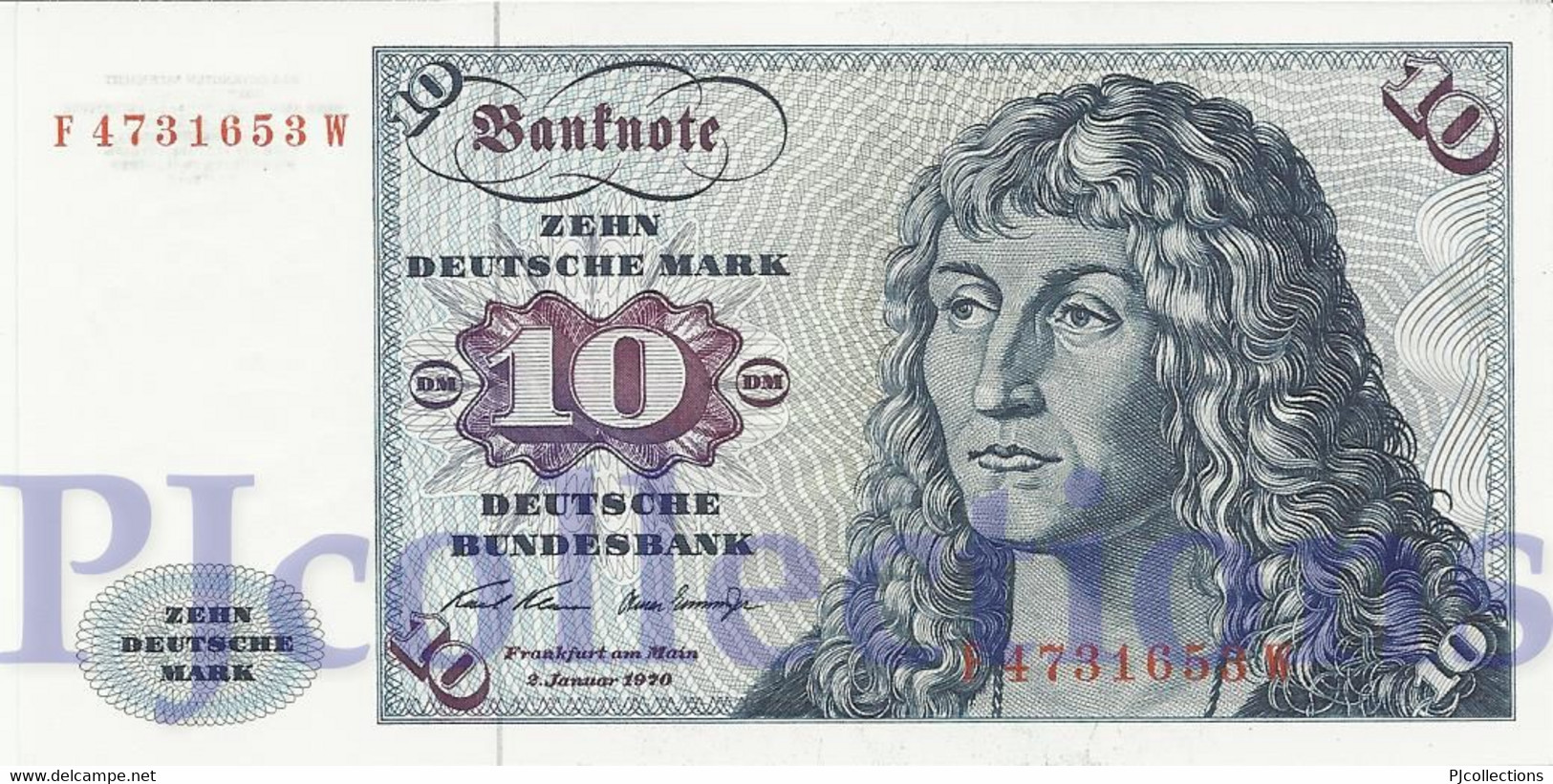 GERMANY FEDERAL REPUBLIC 10 DEUTSHE MARK 1970 PICK 31a UNC - 10 Deutsche Mark