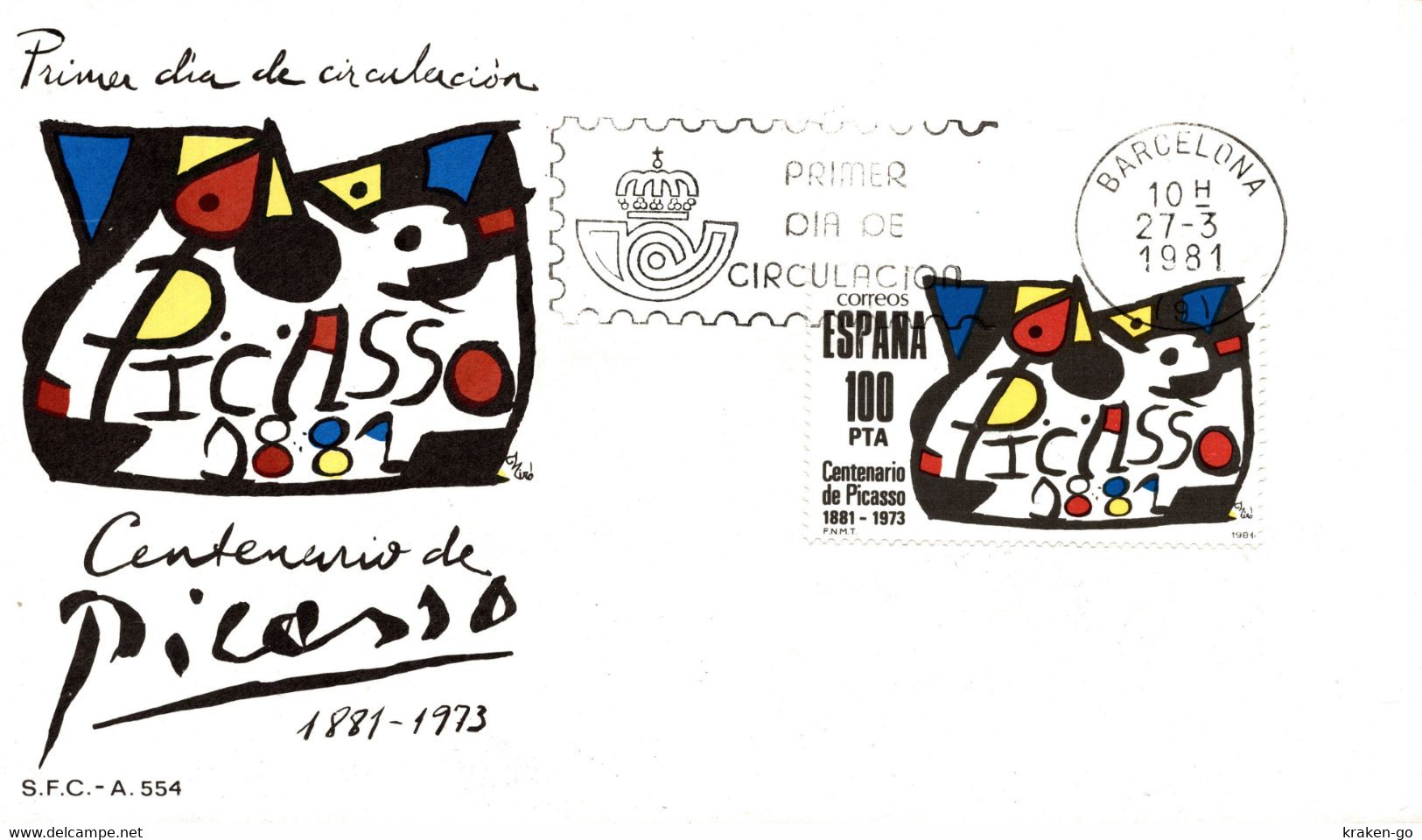 Pablo PICASSO - Cover Busta FDC - Centenario De Picasso - P012 - Picasso