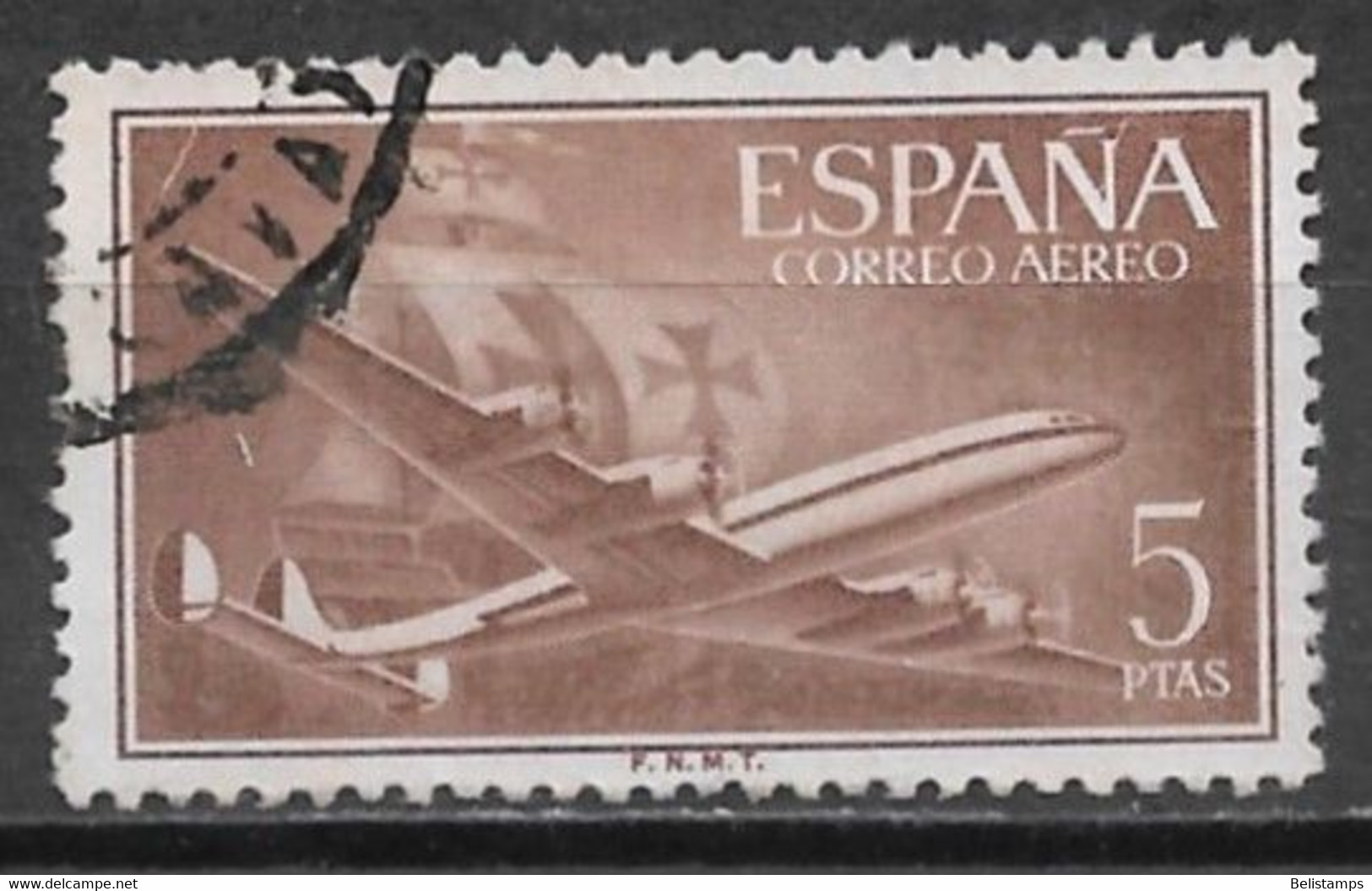 Spain 1955. Scott #C155 (U) Plane And Caravel - Gebraucht